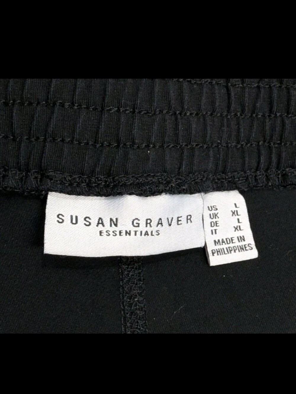 Susan Graver Pull On Cuffed Cropped Black Pants L Minimalist Comfort Casual 5555 - Picture 2 of 11